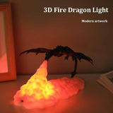 Red Fire Dragon 3D Printed LED Dragon Flame Night Light Unique Decorative Lamp for Desk, Bedroom & V888-ELOSUNG13533