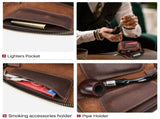 Small Pipe Tobacco Pouch Leather Smoking Pipe Storage Organizer Portable Accessories Lighter Holder V1192-AZ-W-3423