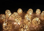 1 Set of 20 LED Cream White 5cm Rattan Cane Ball Battery Powered String Lights Christmas Gift Home V382-WHRATTBALLBATT20