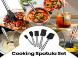 Gourmet Easy 5pcs Silicone Spatula Set, Heat Resistant with Stainless Steel Handle V1376-UTEN5BLK