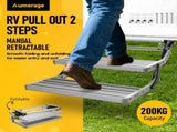 Heavy Duty Double Aluminium Caravan Step Anti-Slip RV Entry Step, Stable 2-Tier Camping Step, V1181-AT003-SL