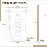 50PCS Plastic Measuring Cups, 32oz Disposable Mixing Cups with 50 Wooden Sticks, Precision Ratio V1369-AZ3-W-08730