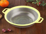 Stainless Steel With Handle and Legs, Large Metal Green Strainer for Pasta, Spaghetti, Berry, V1192-AZ-W-15006