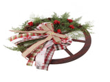 Red Truck Wheel Christmas Bowknot Wreath Fall Wreath Front Door Wooden Hanging Ornament Wreath V1294-YM0523-10320072