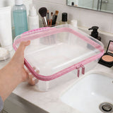 Large Capacity Transparent Hard Shell Toiletry Bag with Zipper, Crush Resistant Travel Organizer V1369-AZ3-W-14223