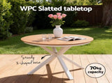Gardeon Outdoor Dining Table 108CM Aluminum Frame WPC Top Desk Patio Furniture FF-DIN-TB-ALU-WH