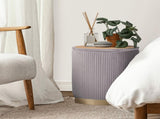 2X Side Table Storage Ottoman - Velvet Stool MIRA Grey V274-FT-VR-205VASS-GY