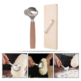 1Set Stainless Steel Sliced Noodles Cutter with Heat Insulated Wood Handle for Home Use V1192-AZ-W-22571