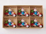 Christabelle 6 Glass Christmas Baubles Motorcycling Santa Novelty 11cm Xmas Tree Decorations Ha 112_YAN320