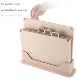 Beige 4-Piece Index Cutting Board Set with Ventilated Storage Stand - Food-Safe PP Kitchen Chopping V888-ELOSUNG32076