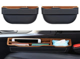 2PC Black Obsidian Car Seat Gap Filler for Car SUV Pickup Truck Premium Leather Wrapped Wood V1107-800-21755