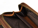 Vegetable Tanned Distressed Top Grain Leather Double Zip Long Wallet, Vintage Genuine Leather V1232-SNB-NS-003