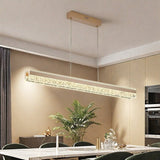 BAMDECOR A122 Nordic Long Dual Linear Dimmable Acrylic Kitchen Dining Table Pendant Light Minimalist V255-BAM-A122-COFFEE-1.2M