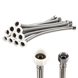 10 Pack Toilet Supply Line 11.8 Inch Braided 7/8" Ballcock x 3/8" Compression Flexible Toilet V1366-AZ2-W-15145