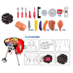 Kids BBQ Pretend Play Cooking Set Sausages Utensils Barbecue Grill Toy Cooker V891-TOY-BBQS-X1