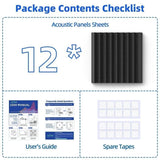 12 Self-Adhesive Acoustic Panels, 30x30x5cm, Black Sound-Absorbing Foam for Effective Sound V1188-MS-325-0017