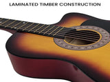 38in Karrera Acoustic Guitar Steel Strings Carry Bag Shoulder Strap Sun Burst CC38-3TS