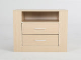 Bedside Table Side Storage Cabinet Nightstand Bedroom 2 Drawer 1 Shelf ZURI OAK V274-FT-BEDT-2DD07-WD