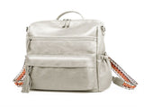 Grey Fashionable Large-Capacity Women's Backpack - Waterproof, Durable, High-Quality PU Leather V1265-263-GREY2