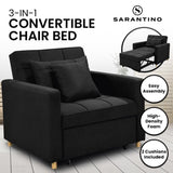 Suri 3-in-1 Convertible Lounge Chair Bed by Sarantino - Black SOFA-YGG-7001-LNN-BLK