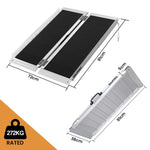 EQUIPMED 91cm Portable Folding Aluminium Access Ramp, 272kg Rated, Black Ultra-Grip, for Wheelchair, V219-HELRMPEQ09KA