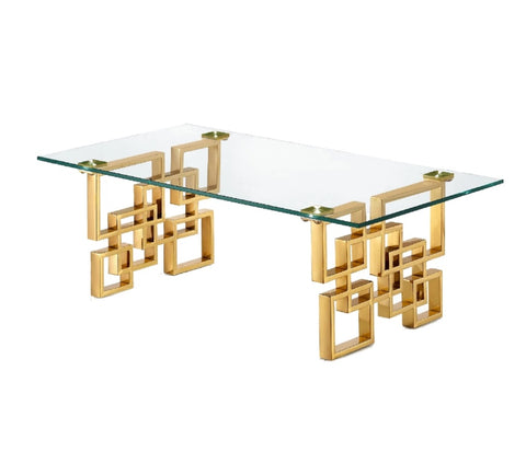 Royale Gold Coffee Table - Clear Glass V292-CT-ROYALE-GOLD-CLEARTOP