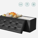 SONGMICS 110cm Folding Storage Ottoman Bench with Flipping Lid Footrest Black V227-8498402106991