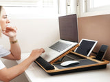 CARLA HOME Bamboo Laptop Lap Desk with Cushion and Angle Adjustable for Office and Home LSB-36067