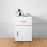 PORTO BEDSIDE TABLE - WHITE - VJ PANEL - OVAL BRASS V164-ECS13WVB05G