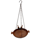Hanging Cast-Iron Rust Birdfeeder w 2 Birds 41cm V637-74141BRD