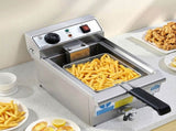 Devanti 3000W Electric Deep Fryer 10L Stainless Steel Fryer w/ Basket & Lid CDF-DR10-SINGLE-SI