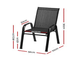 Gardeon 4PC Outdoor Dining Chairs Stackable Lounge Chair Patio Furniture Black FF-STA-CHAIR-BK-X4