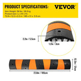Rubber Speed Bump, 1 Pack 2 Channel Speed Bump Hump, 72.8" Long Modular Speed Bump Rated 22000 LBS V952-YCZDLCG721PCSMUYHV0