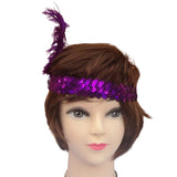 6x 1920s FLAPPER HEADBAND Headpiece Feather Sequin Charleston Costume Party BULK - Purple V563-BR-6FLAPPERHDBND-PUR