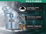 240PCS Grease Fittings Assortment,SAE & Metric Zerk Grease Fittings Straight 45 90 Degree with V1192-AZ-W-20874