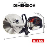 Petrol Demolition Saw 75CC Concrete Cut Off Wet Demo Road Cutter Brick 350MM V379-CUTOFSAW052001
