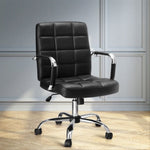 Artiss Office Chair PU Leather Mid Back Black OCHAIR-H-5901-BK