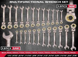 SEDY 24Pc Flexi Head Ratchet Spanner Set Metric & SAE with Magnetic Organizer V465-81181