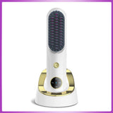 Cordless Hair Straightener Brush, Portable Mini Ionic Hair Straightener with Titanium Plates, USB V1107-110-88208-WHT-205MM