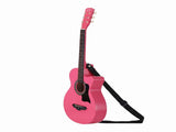 Alpha 38 Inch Acoustic Guitar Folk Cutaway Steel String Pink With Carry Bag GUITAR-D-38-PINK