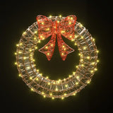 0.6M Christmas Lights 160 LED Motif Solar Wreath Xmas Decorations Jingle Jollys XMAS-MOT-D-WREATH-GD