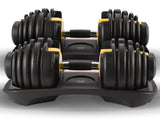 Powertrain Adjustable Dumbbells Set Home Gym Exercise Free Weights 48kg w/ Stand - Gold DMB-BF1-024-2S-GD