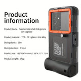 15m Waterproof Phone Case for Diving & Surfing - 1 Hour Underwater Shooting, Dual Seal, Zinc Alloy V1232-FSSJK004