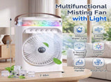 Portable Misting Camping Fan with Water Tank and LED Light, Rechargeable Battery Powered Fan for V1189-LC-AMZ-00096