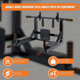 Heavy Duty Wall Mounted Power Station - Knee Raise - Pull Up - Chin Up -Dips Bar V63-833631