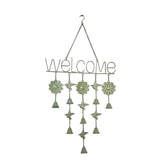 Hanging 'Welcome' Sign w Birds Bells 85cm V637-24858WEL