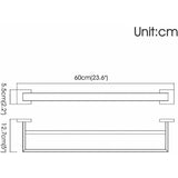 Bathroom Wall Mounted Towel Rack, Double Towel Bar, Chrome Mirror Polished, 60Cm V1188-MS-227-1042