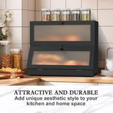 CARLA HOME Double Layer Bamboo Bread Box for Kitchen Counter - Large Capacity Bread Storage V178-36199