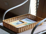2 Pack Imitation Rattan Woven Bread Baskets,Poly Wicker Fruit Baskets for Food V1369-AZ3-W-00776