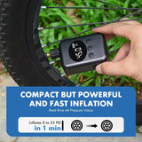 Mini Electric Bike Tyre Pump Black 150 PSI with Digital Gauge for Presta and Schrader Valves V178-59147